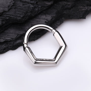 Detail View 1 of Majestic Hexa Steel Seamless Clicker Hoop Ring